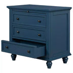 Meuble de rangement en bois Henry à 3 tiroirs avec plateau coulissant, table d'appoint polyvalente