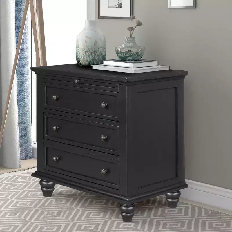 Meuble de rangement en bois Henry à 3 tiroirs avec plateau coulissant, table d'appoint polyvalente