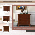 Meuble de rangement en bois Henry à 3 tiroirs avec plateau coulissant, table d'appoint polyvalente