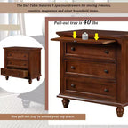 Meuble de rangement en bois Henry à 3 tiroirs avec plateau coulissant, table d'appoint polyvalente
