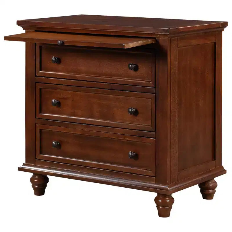 Meuble de rangement en bois Henry à 3 tiroirs avec plateau coulissant, table d'appoint polyvalente