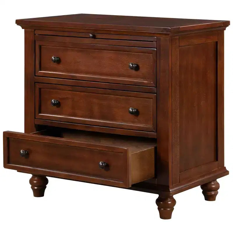 Meuble de rangement en bois Henry à 3 tiroirs avec plateau coulissant, table d'appoint polyvalente