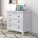 Meuble de rangement en bois Henry à 3 tiroirs avec plateau coulissant, table d'appoint polyvalente