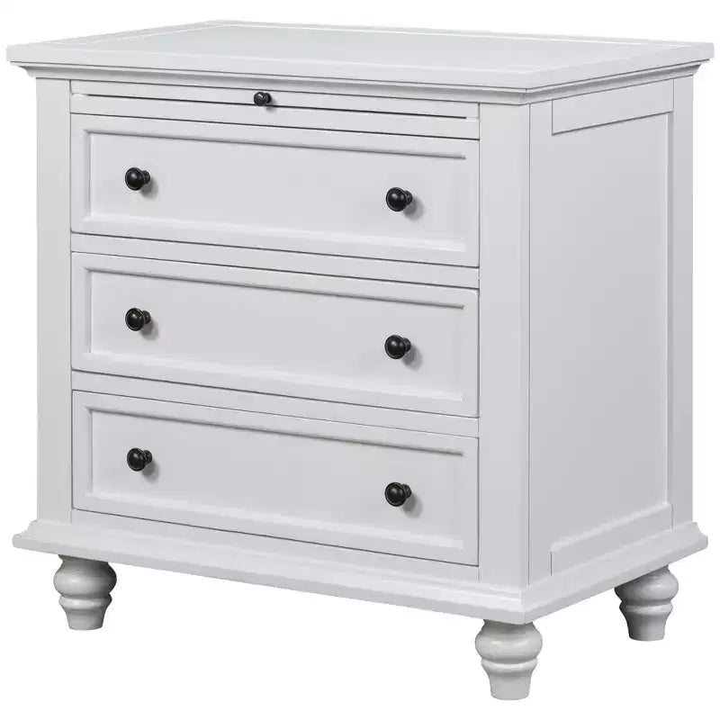 Meuble de rangement en bois Henry à 3 tiroirs avec plateau coulissant, table d'appoint polyvalente