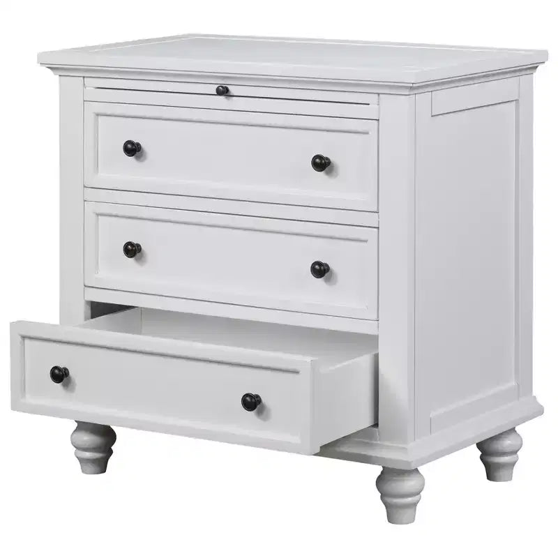 Meuble de rangement en bois Henry à 3 tiroirs avec plateau coulissant, table d'appoint polyvalente