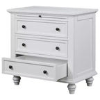 Meuble de rangement en bois Henry à 3 tiroirs avec plateau coulissant, table d'appoint polyvalente
