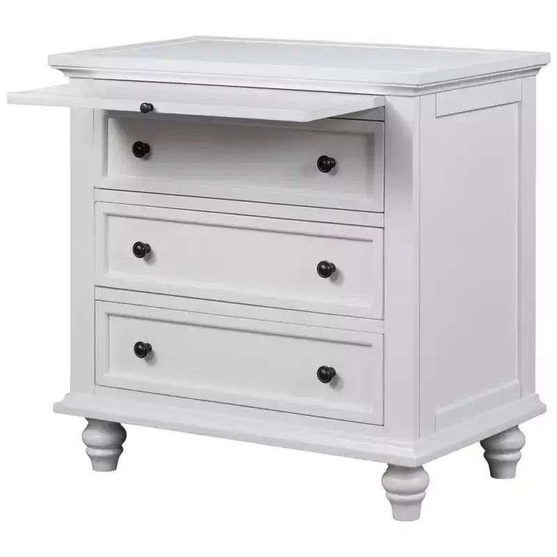 Meuble de rangement en bois Henry à 3 tiroirs avec plateau coulissant, table d'appoint polyvalente