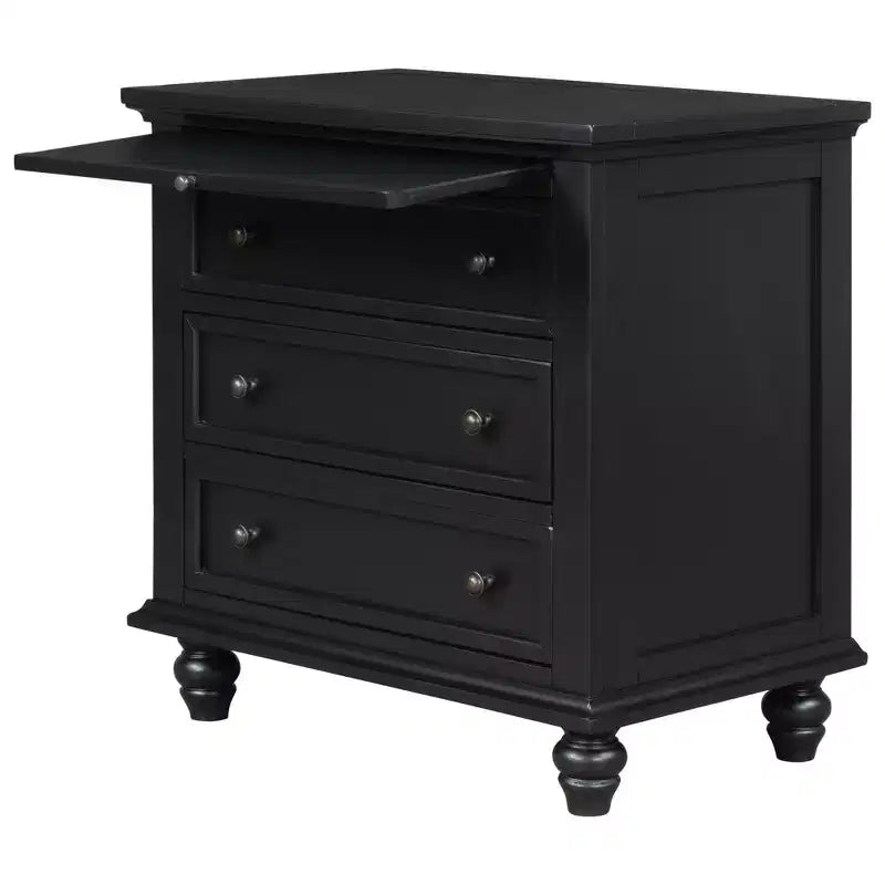 Meuble de rangement en bois Henry à 3 tiroirs avec plateau coulissant, table d'appoint polyvalente