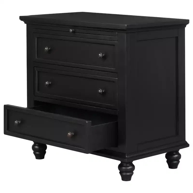 Meuble de rangement en bois Henry à 3 tiroirs avec plateau coulissant, table d'appoint polyvalente