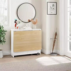 Table à manger pliante, table à abattants avec 6 roulettes et étagère de rangement à 2 niveaux, table à manger peu encombrante pour les petits espaces