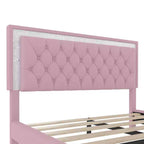 Cadre de lit rembourré Queen Size, lit plateforme moderne en velours avec tête de lit capitonnée