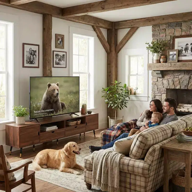Meuble TV noyer 78,7 pouces, console multimédia style moderne mi-siècle, convient aux téléviseurs de moins de 85 pouces, avec tiroirs et étagères ouvertes, pour salon