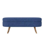 Banc de rangement moderne de 111 cm avec pouf ovale rembourré en lin, banc de bout de lit avec pieds en bois, banc d'entrée pour chambre à coucher, salon