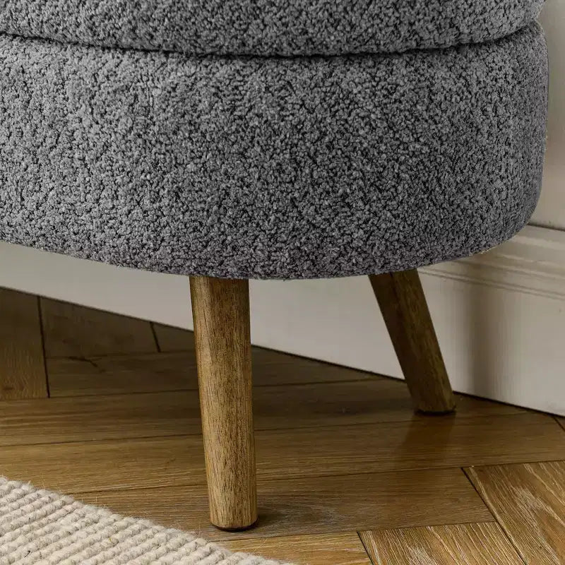 Banc de rangement moderne de 111 cm avec pouf ovale rembourré en lin, banc de bout de lit avec pieds en bois, banc d'entrée pour chambre à coucher, salon