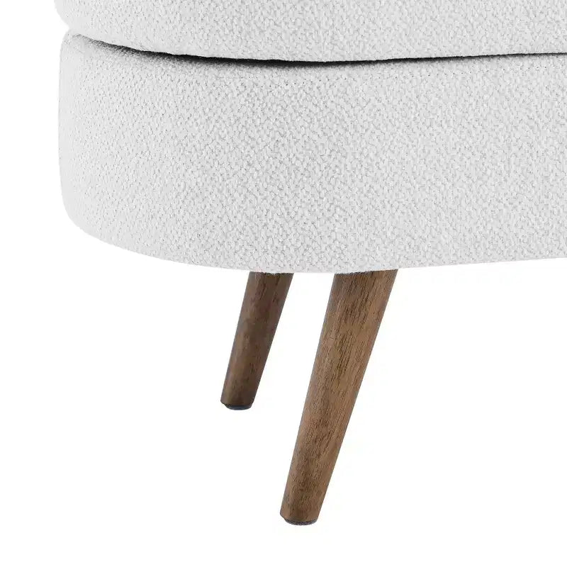 Banc de rangement moderne de 111 cm avec pouf ovale rembourré en lin, banc de bout de lit avec pieds en bois, banc d'entrée pour chambre à coucher, salon
