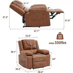 Fauteuil de massage inclinable surdimensionné, canapé simple en cuir PU avec massage par vibration, fauteuil inclinable manuel pour salon et et chambre à coucher