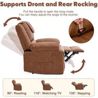 Fauteuil de massage inclinable surdimensionné, canapé simple en cuir PU avec massage par vibration, fauteuil inclinable manuel pour salon et et chambre à coucher