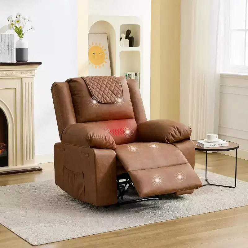 Fauteuil de massage inclinable surdimensionné, canapé simple en cuir PU avec massage par vibration, fauteuil inclinable manuel pour salon et et chambre à coucher