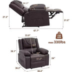 Fauteuil de massage inclinable surdimensionné, canapé simple en cuir PU avec massage par vibration, fauteuil inclinable manuel pour salon et et chambre à coucher