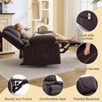 Fauteuil de massage inclinable surdimensionné, canapé simple en cuir PU avec massage par vibration, fauteuil inclinable manuel pour salon et et chambre à coucher