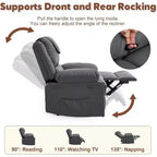 Fauteuil de massage inclinable surdimensionné, canapé simple en cuir PU avec massage par vibration, fauteuil inclinable manuel pour salon et et chambre à coucher
