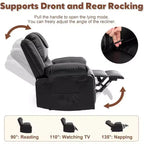 Fauteuil de massage inclinable surdimensionné, canapé simple en cuir PU avec massage par vibration, fauteuil inclinable manuel pour salon et et chambre à coucher