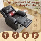 Fauteuil de massage inclinable surdimensionné, canapé simple en cuir PU avec massage par vibration, fauteuil inclinable manuel pour salon et et chambre à coucher