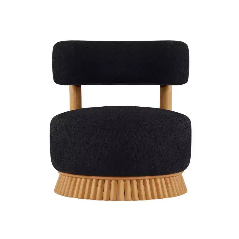 Fauteuil d'appoint moderne sans accoudoirs avec piètement unique, chaise rembourrée en bouclé pour le salon, la chambre ou le coin lecture - Panipeachy