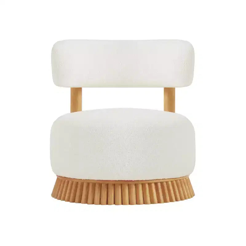 Fauteuil d'appoint moderne sans accoudoirs avec piètement unique, chaise rembourrée en bouclé pour le salon, la chambre ou le coin lecture - Panipeachy