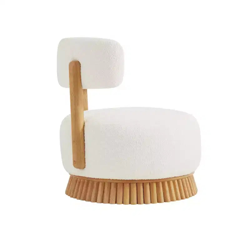 Fauteuil d'appoint moderne sans accoudoirs avec piètement unique, chaise rembourrée en bouclé pour le salon, la chambre ou le coin lecture - Panipeachy