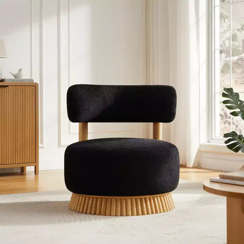 Fauteuil d'appoint moderne sans accoudoirs avec piètement unique, chaise rembourrée en bouclé pour le salon, la chambre ou le coin lecture - Panipeachy