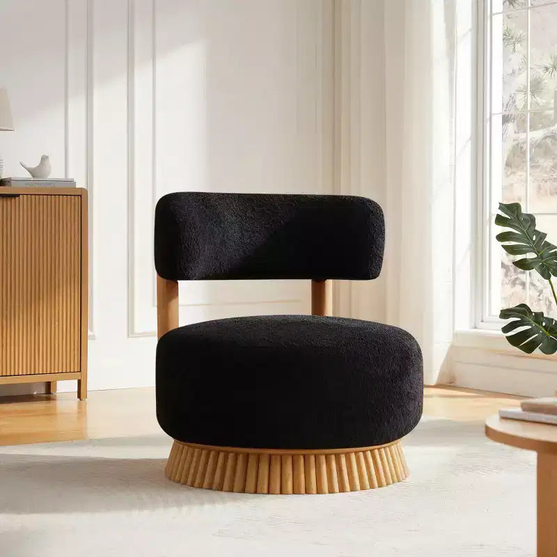 Fauteuil d'appoint moderne sans accoudoirs avec piètement unique, chaise rembourrée en bouclé pour le salon, la chambre ou le coin lecture - Panipeachy