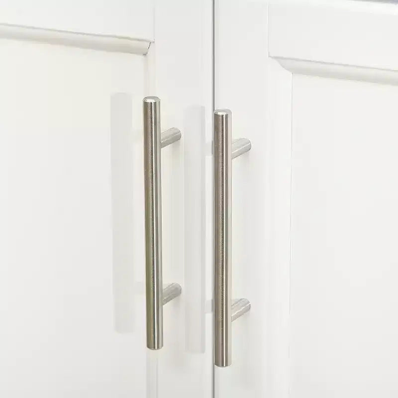 Dessus en acier inoxydable blanc Chariot d'îlot de cuisine de 33 po avec rangement utilitaire, tiroirs, porte-épices, porte-serviettes et 4 roulettes