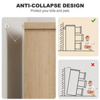 Commode double en bois naturel 46,8" avec 7 tiroirs et poignées intégrées, pour chambre à coucher ou salon