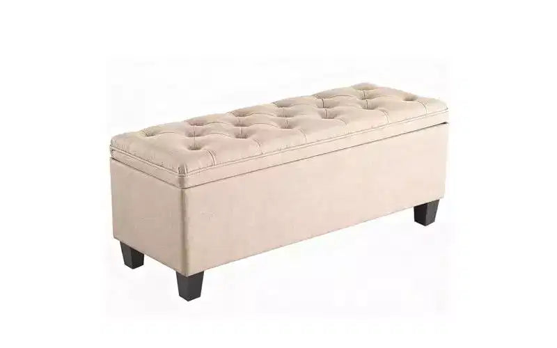 TUYOHW 40 Modern Tufted Storage Ottoman Bench-Linen Fabric Entryway Seat,End of Bed Bench with Metal Frame for Living Room & Bedroom