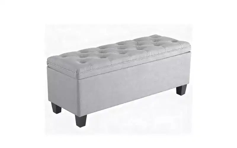 Banc ottoman de rangement capitonné moderne de 40 pouces – Siège d'entrée en tissu de lin, banc de bout de lit avec cadre en métal pour salon et chambre à coucher