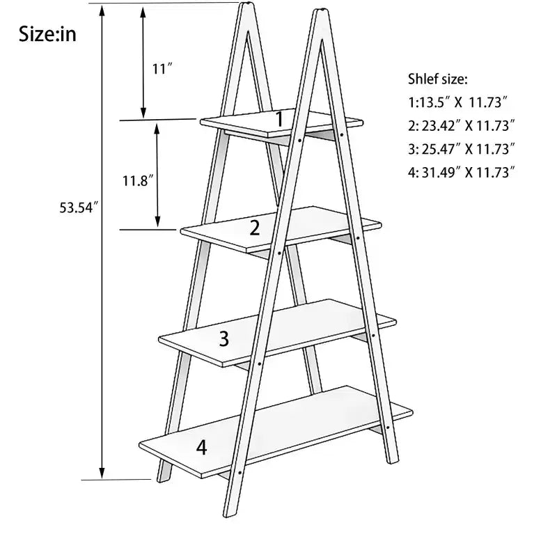 Étagère en bois avec cadre en forme d'échelle, étagère de présentation ouverte, étagère de rangement en forme d'échelle pour plantes, meuble de rangement pour salon