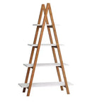 Étagère en bois avec cadre en forme d'échelle, étagère de présentation ouverte, étagère de rangement en forme d'échelle pour plantes, meuble de rangement pour salon
