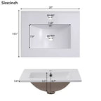 Meuble-lavabo de salle de bain de 20 pouces avec évier en céramique, portes à fermeture douce et rangement double couche, armoire de lavabo simple grise pour petites salles de bain
