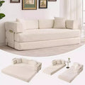 Convertible Sleeper Sofa Bed, 78.8 Floor Sofa Bed, 5-in-1 Folding Mattress Couch Loveseat with Fixed-Shape Frame, Pillow, Corduroy Fabric