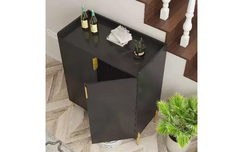 Buffet 2 portes, buffet en bois composite avec étagères réglables, meuble bar avec casier à bouteilles et étagère de rangement réglable