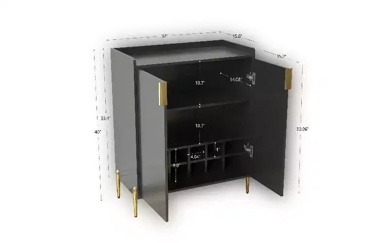 Buffet 2 portes, buffet en bois composite avec étagères réglables, meuble bar avec casier à bouteilles et étagère de rangement réglable