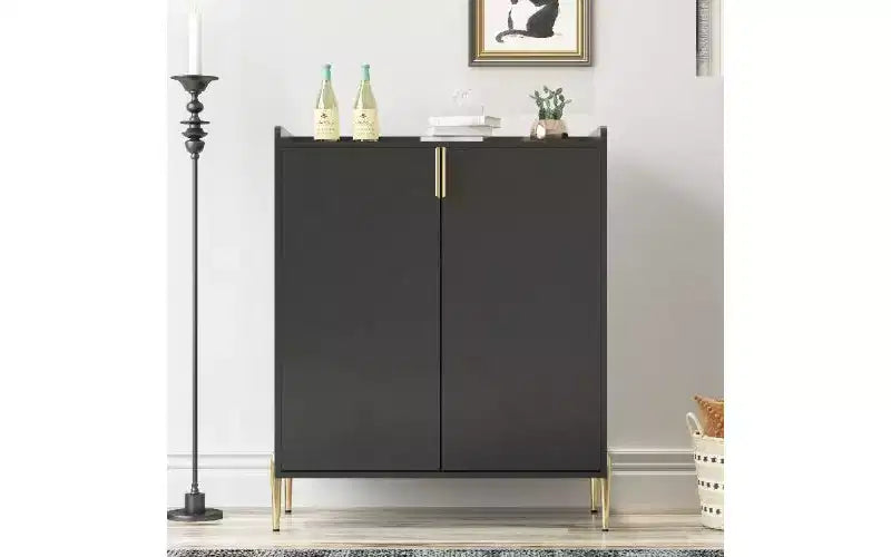 TUYOHW 2-Door Buffet Cabinet, Engineered Wood Sideboard Cabinet with Adjustable Shelves, Home Bar Cabinet with Rack & Adjustable Storage Shelf