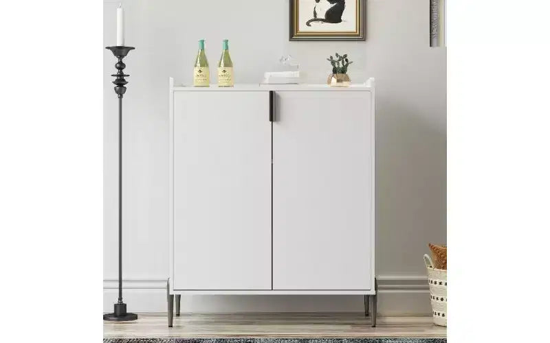 Buffet 2 portes, buffet en bois composite avec étagères réglables, meuble bar avec casier à bouteilles et étagère de rangement réglable
