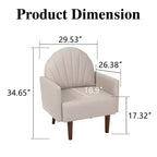 Fauteuil Coquille, Chaise Longue Rembourrée en Cuir PU avec Pieds en Bois Massif, Fauteuil d'Appoint Enveloppant pour Salon, Bureau, Balcon