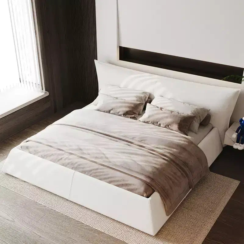 Lit plateforme King Size en velours, tête de lit rembourrée avec cadre en bois massif et métal, support à lattes sans besoin de sommier tapissier