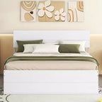 Cadre de lit plateforme double avec lit gigogne simple et 2 tiroirs, support à lattes en bois, pas besoin de sommier tapissier pour chambre d'amis ou petit espace