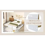 Cadre de lit plateforme double avec lit gigogne simple et 2 tiroirs, support à lattes en bois, pas besoin de sommier tapissier pour chambre d'amis ou petit espace