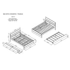 Cadre de lit plateforme double avec lit gigogne simple et 2 tiroirs, support à lattes en bois, pas besoin de sommier tapissier pour chambre d'amis ou petit espace