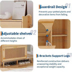 Meuble de rangement pour chaussures en rotin naturel, armoire à chaussures autoportante cachée avec 2 tiroirs basculants, miroir et étagères réglables pour entrée